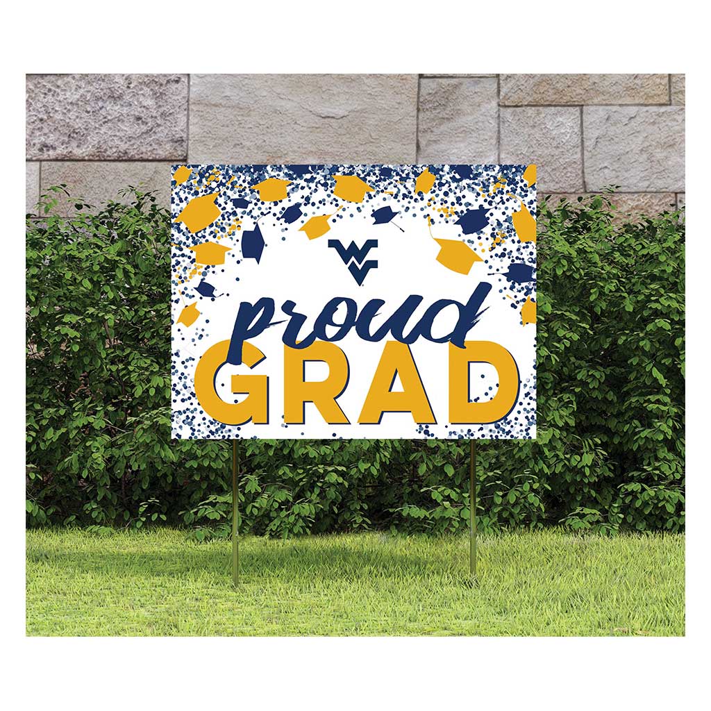 18x24 Lawn Sign Grad with Cap and Confetti West Virginia Mountaineers