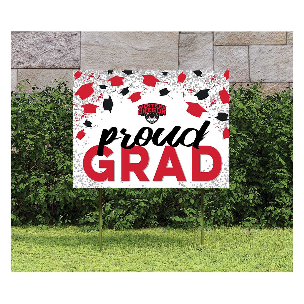 18x24 Lawn Sign Grad with Cap and Confetti Western Oregon Wolves
