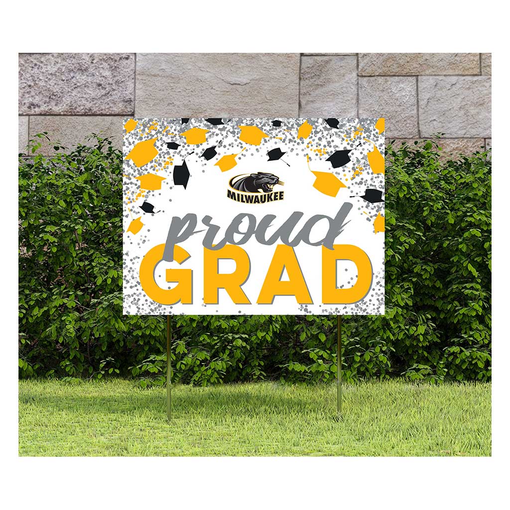 18x24 Lawn Sign Grad with Cap and Confetti Wisconsin (Milwaukee) Panthers