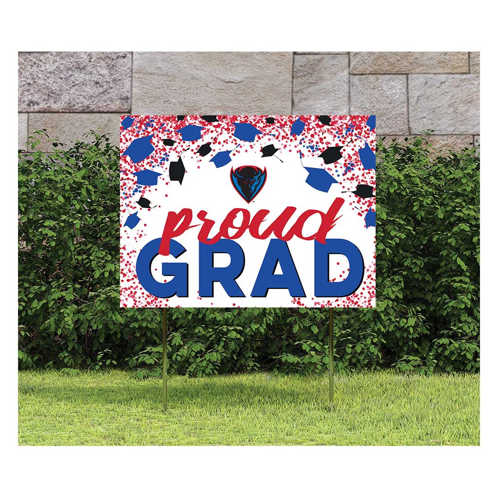 18x24 Lawn Sign Grad with Cap and Confetti DePaul Blue Demons