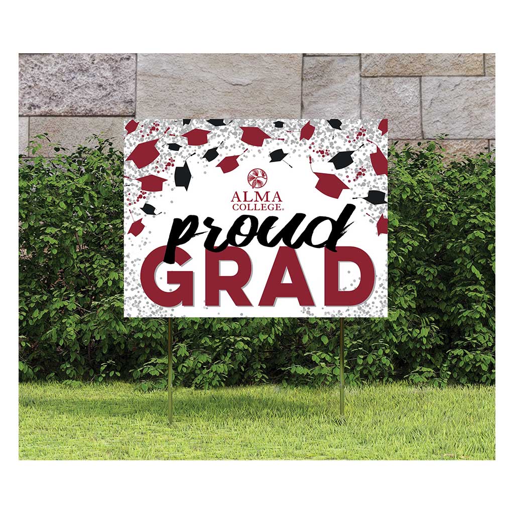 18x24 Lawn Sign Grad with Cap and Confetti Alma College