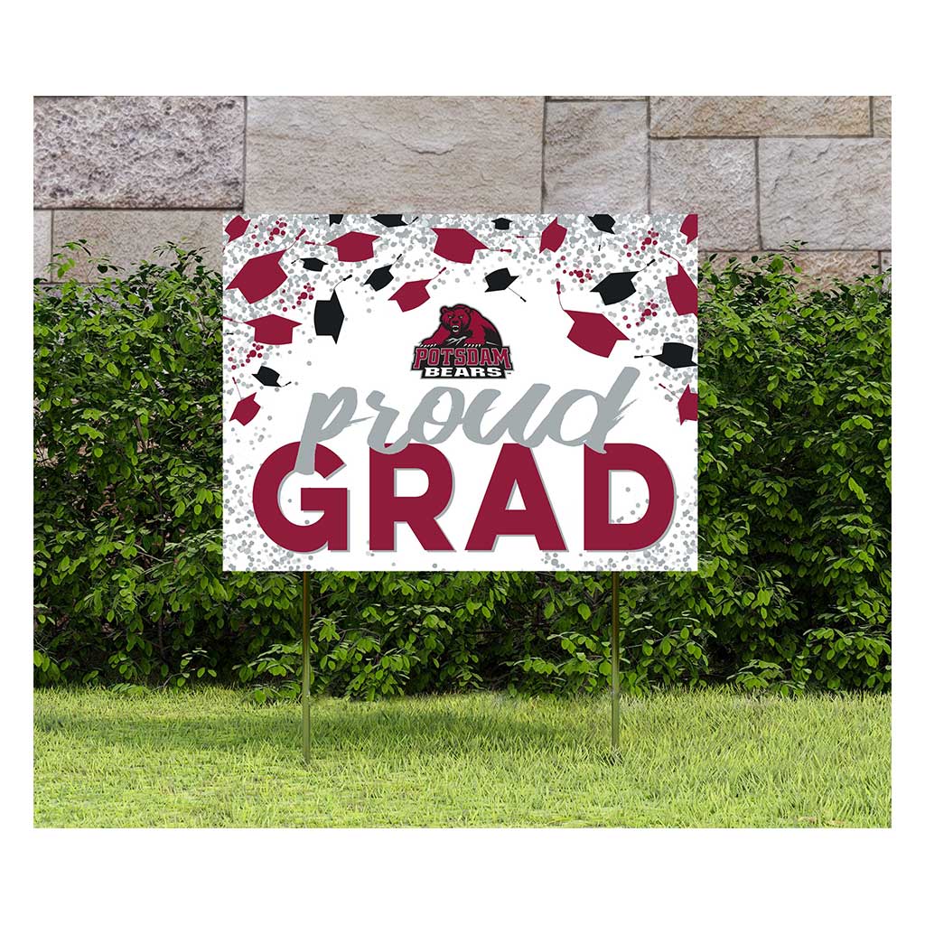 18x24 Lawn Sign Grad with Cap and Confetti Suny Potsdam Bears