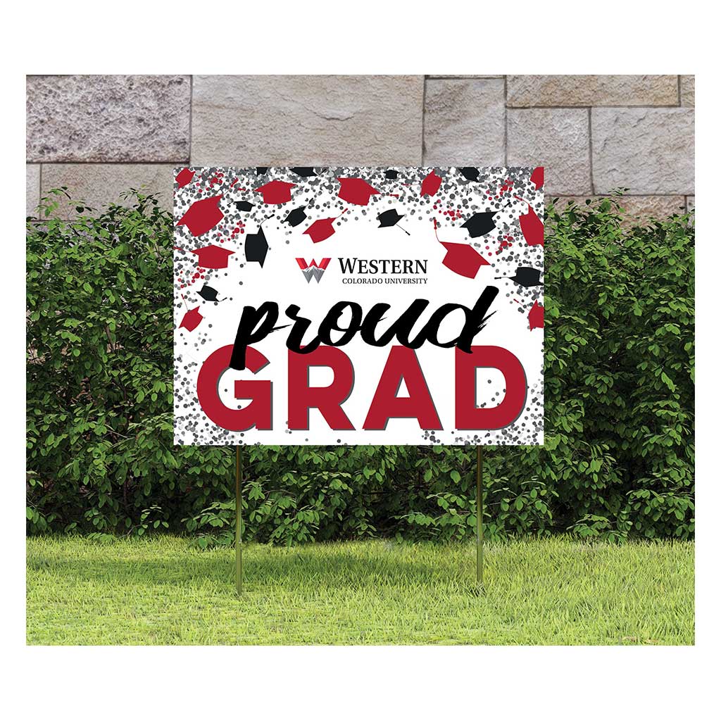 18x24 Lawn Sign Grad with Cap and Confetti Western State Colorado University Mountaineers