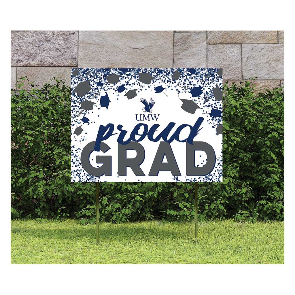 18x24 Lawn Sign Grad with Cap and Confetti University of Mary Washington Eagles