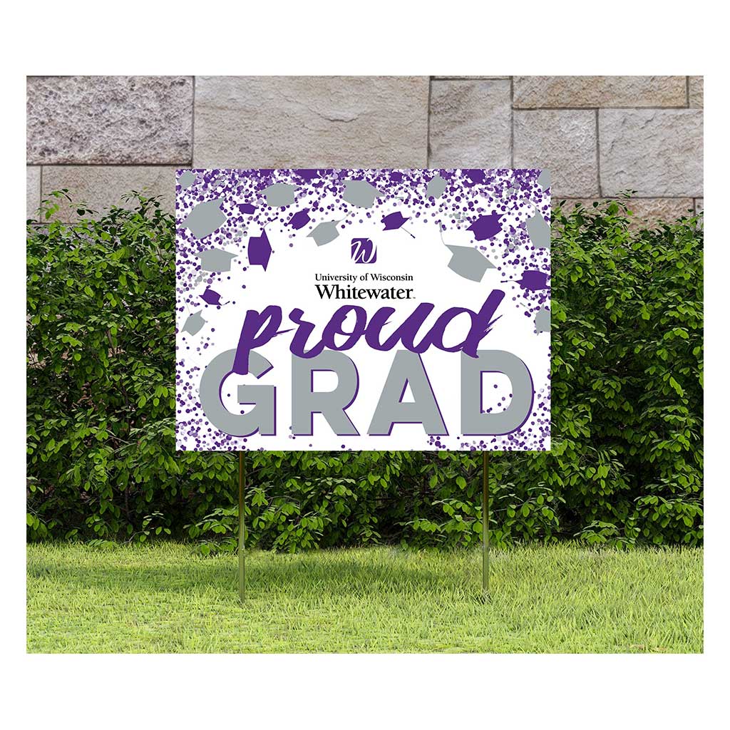 18x24 Lawn Sign Grad with Cap and Confetti University of Wisconsin Whitewater Warhawks