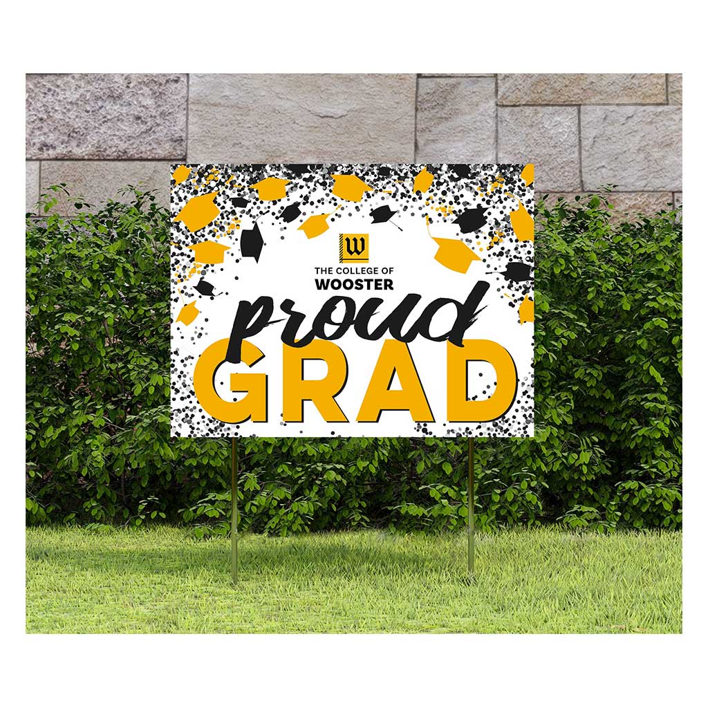 18x24 Lawn Sign Grad with Cap and Confetti College of Wooster Fighting Scots