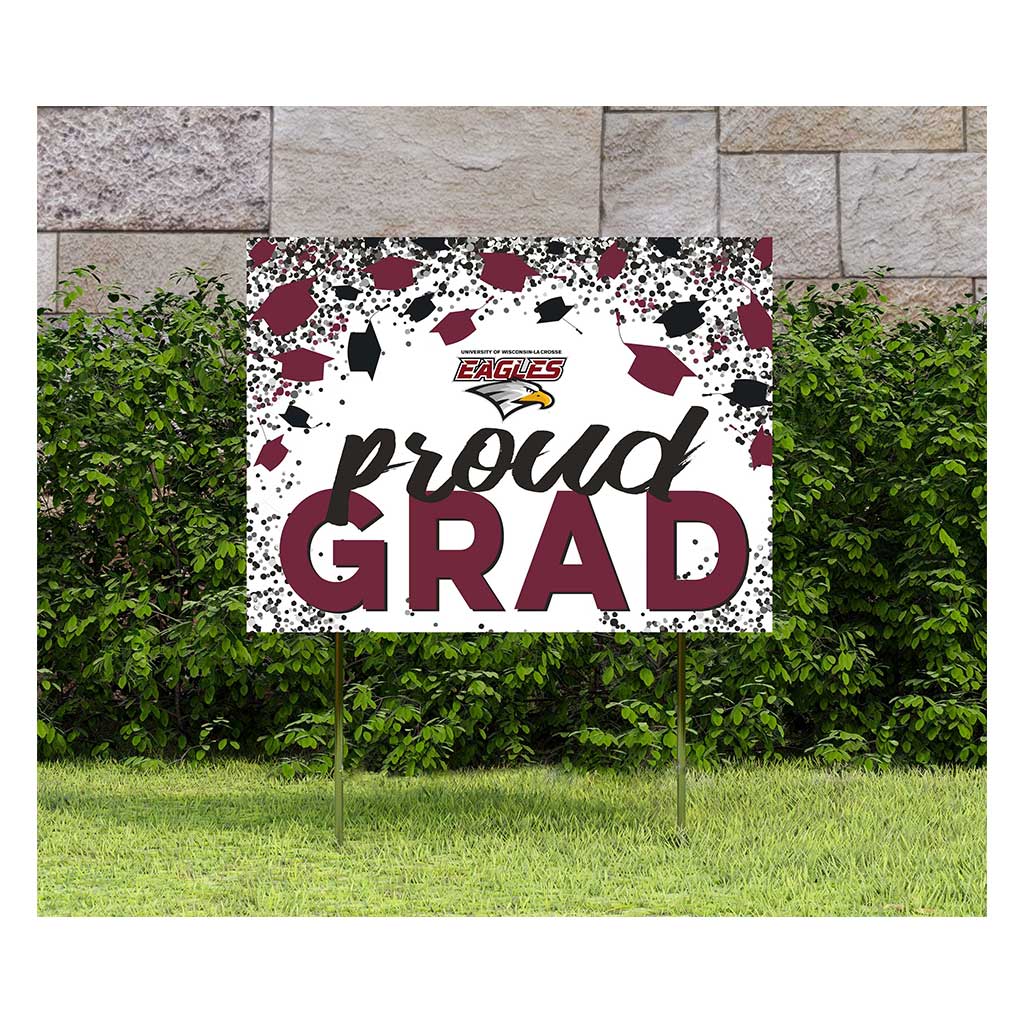 18x24 Lawn Sign Grad with Cap and Confetti University of Wisconsin La Crosse Eagles