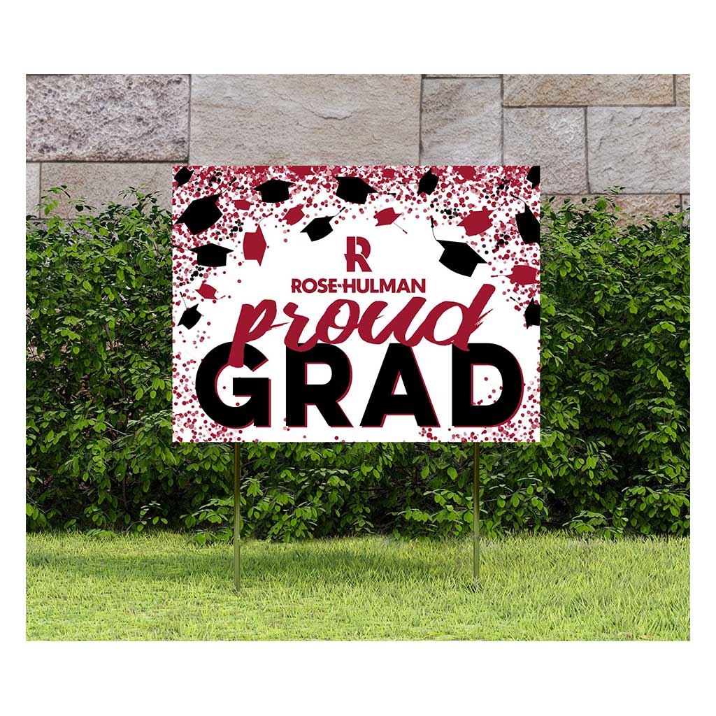 18x24 Lawn Sign Grad with Cap and Confetti Rose-Hulman Fightin' Engineers