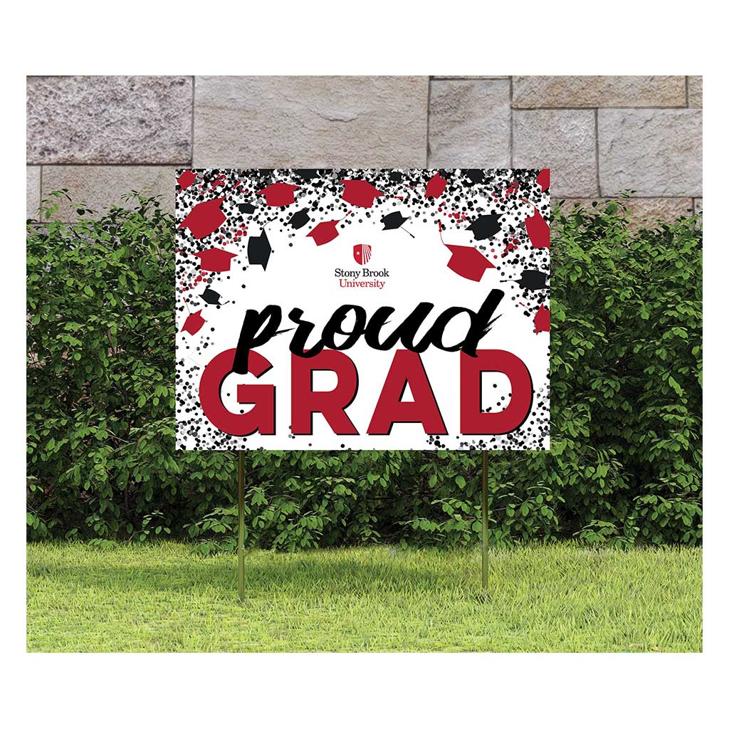 18x24 Lawn Sign Grad with Cap and Confetti Stony Brook Seawolves
