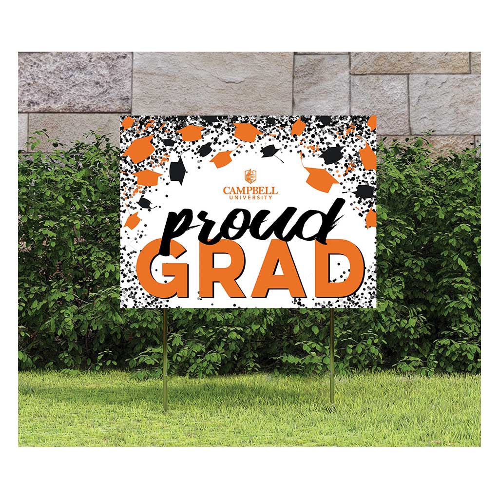 18x24 Lawn Sign Grad with Cap and Confetti Campbell University Fighting Camels
