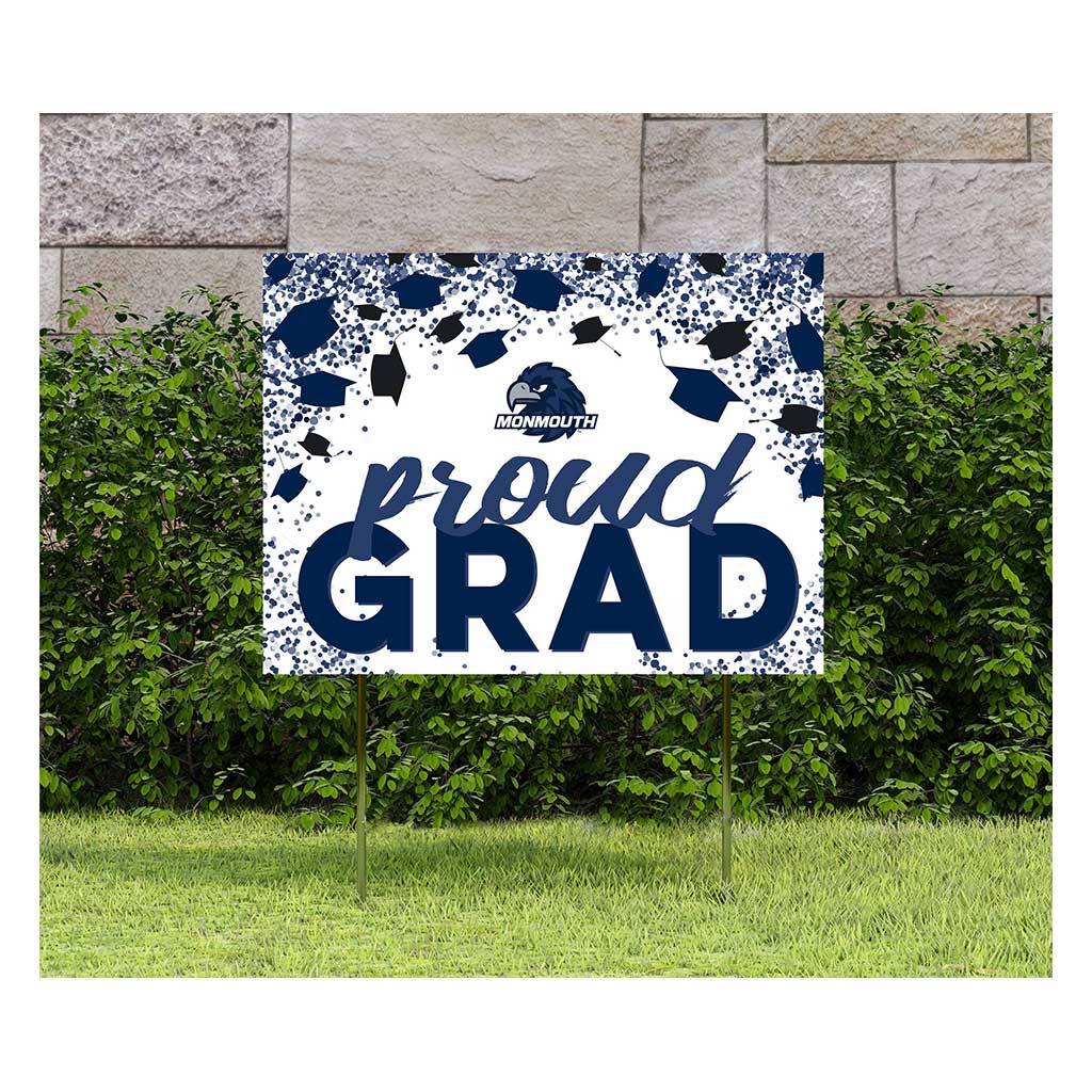 18x24 Lawn Sign Grad with Cap and Confetti Monmouth Hawks