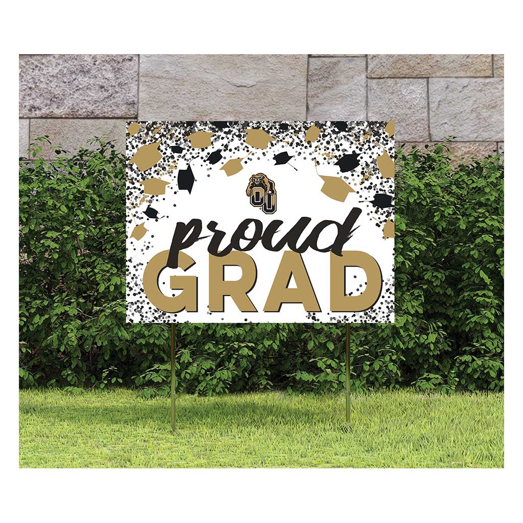 18x24 Lawn Sign Grad with Cap and Confetti Oakland University Golden Grizzlies