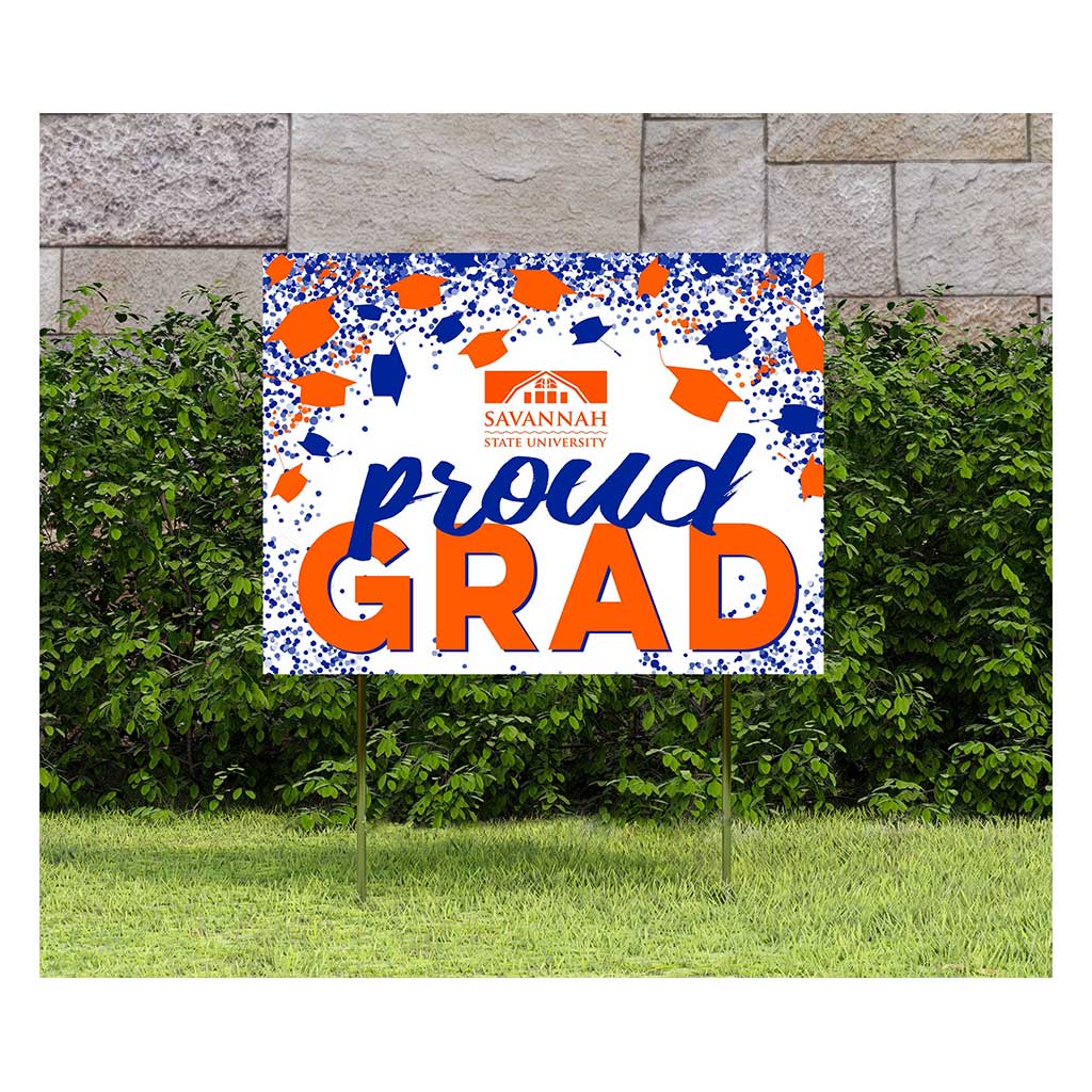 18x24 Lawn Sign Grad with Cap and Confetti Savannah State Tigers