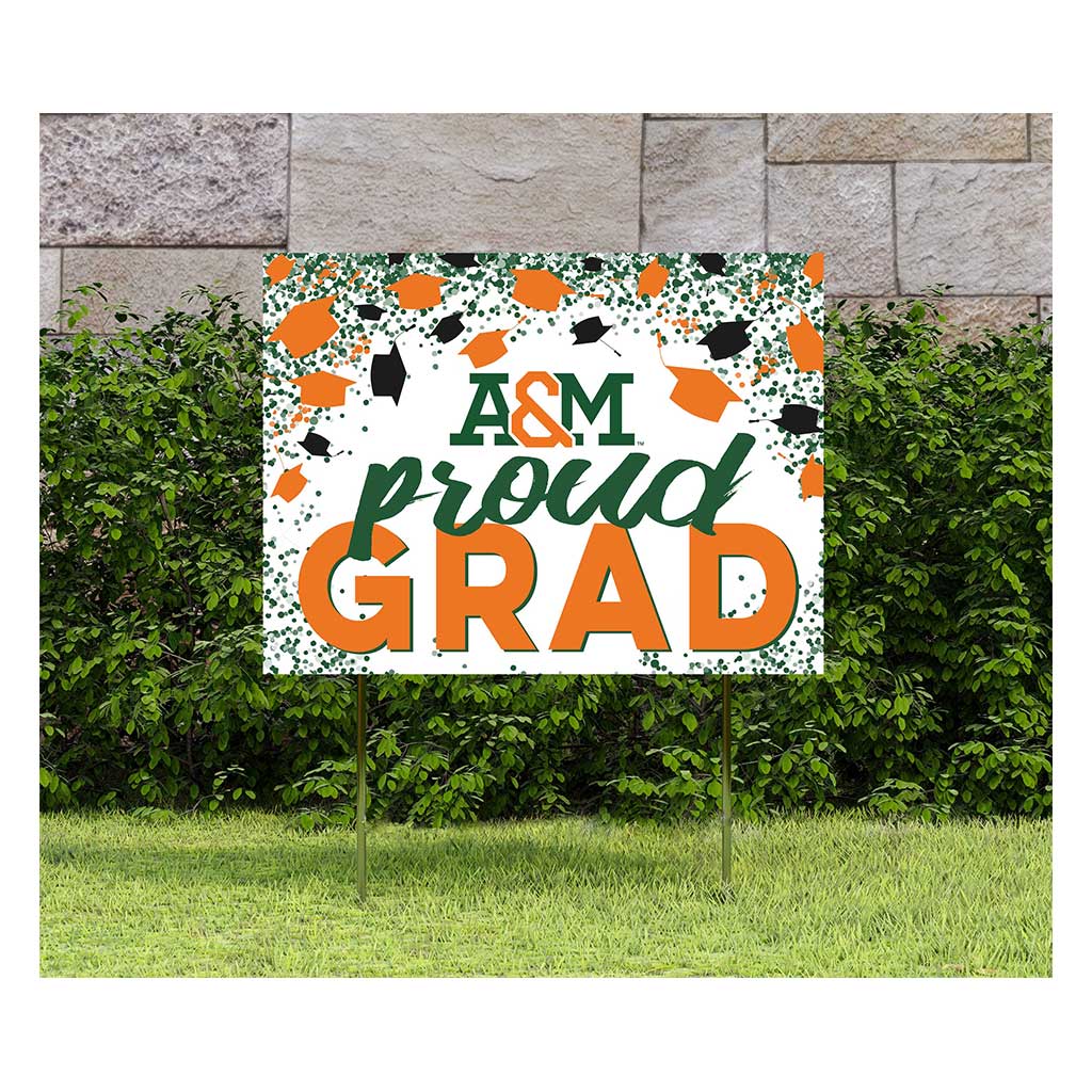 18x24 Lawn Sign Grad with Cap and Confetti Florida A&M Rattlers