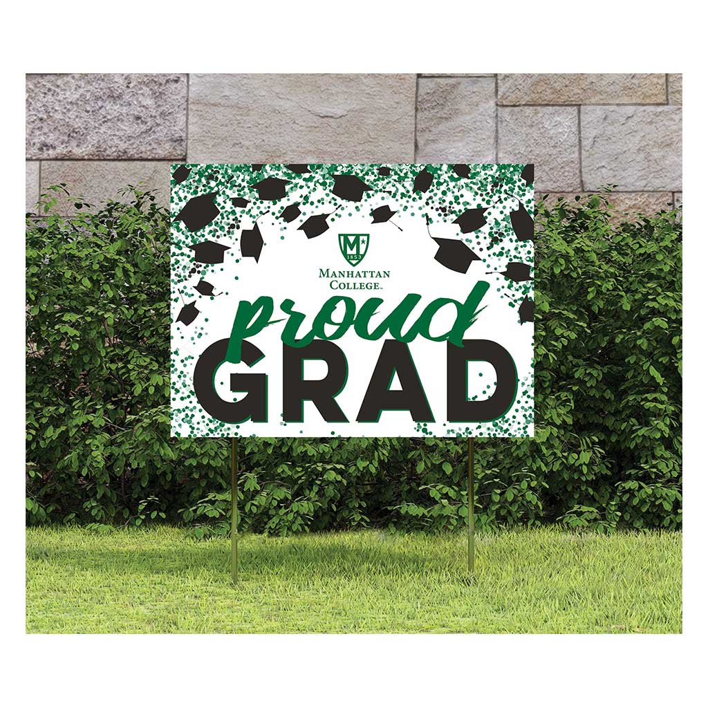 18x24 Lawn Sign Grad with Cap and Confetti Manhattan Jaspers