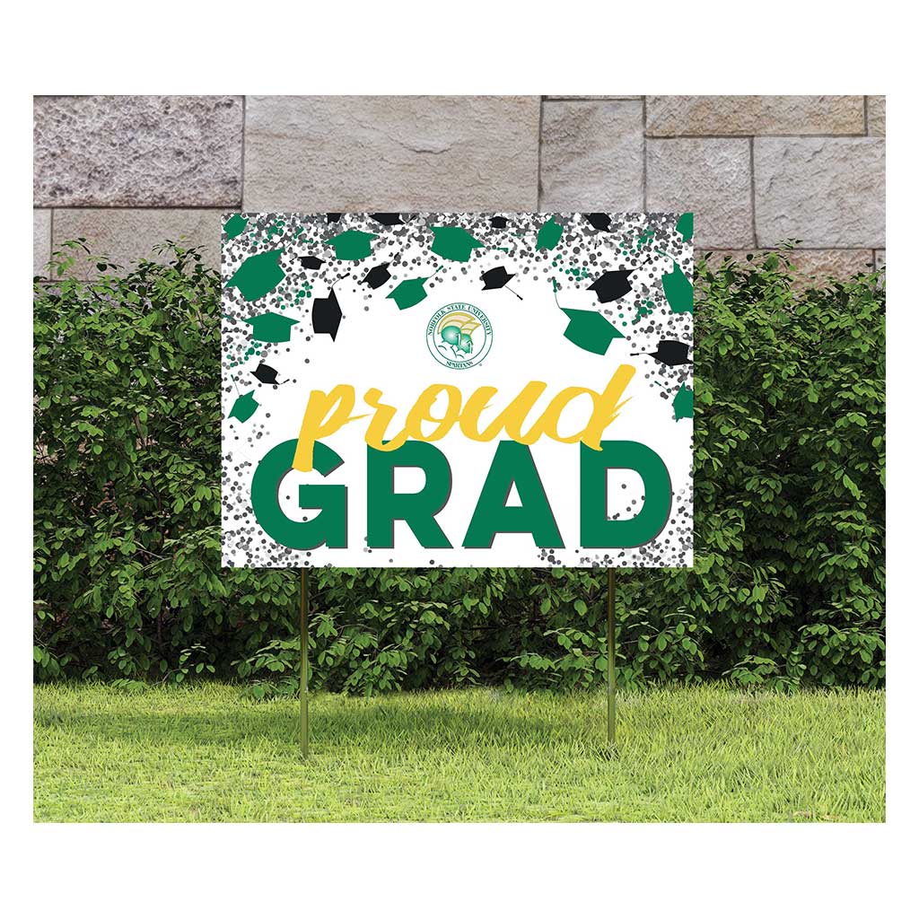 18x24 Lawn Sign Grad with Cap and Confetti Norfolk State Spartans