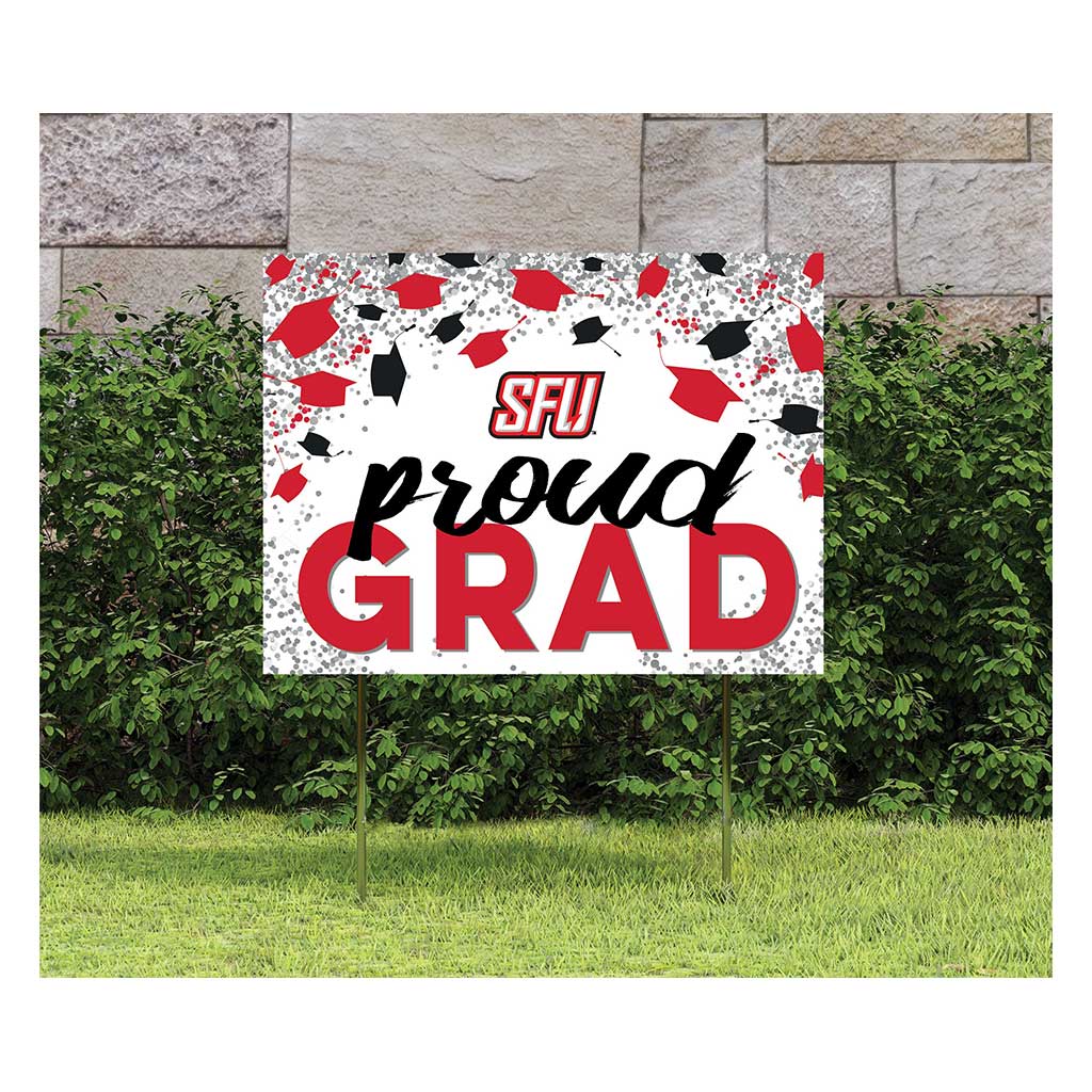 18x24 Lawn Sign Grad with Cap and Confetti Saint Francis Red Flash