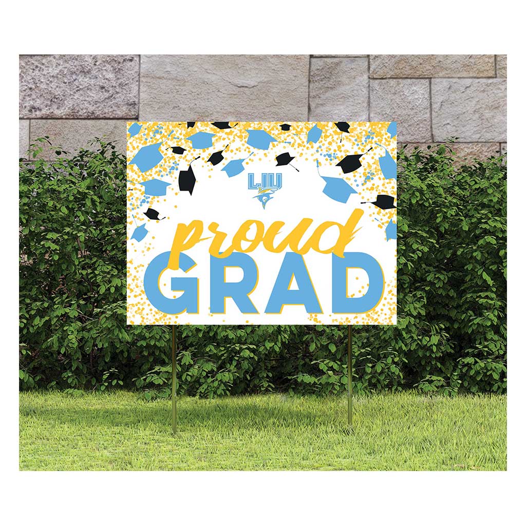 18x24 Lawn Sign Grad with Cap and Confetti Long Island University Sharks