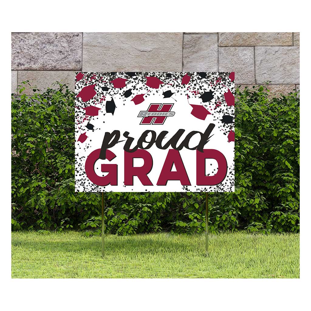 18x24 Lawn Sign Grad with Cap and Confetti Henderson State University Reddies