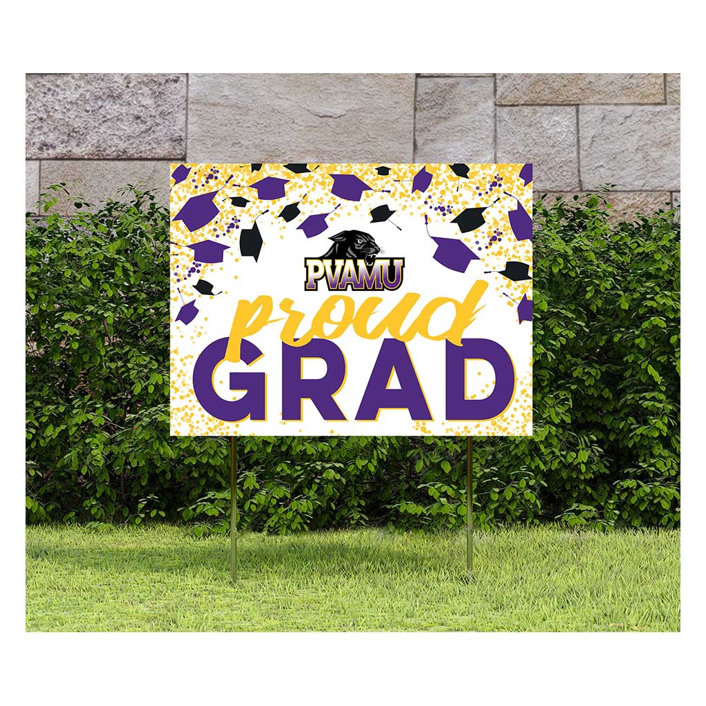 18x24 Lawn Sign Grad with Cap and Confetti Prairie View A&M Panthers
