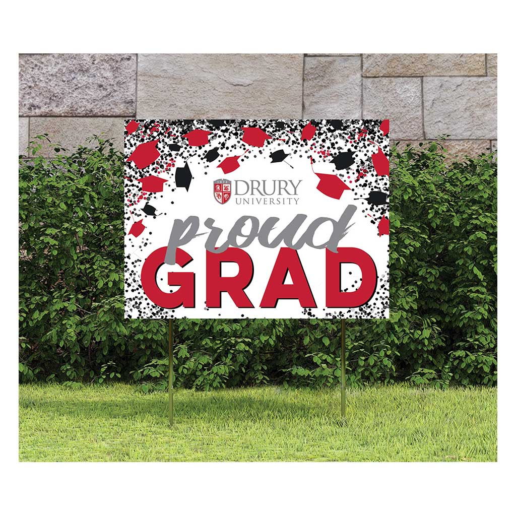 18x24 Lawn Sign Grad with Cap and Confetti Drury University Panthers
