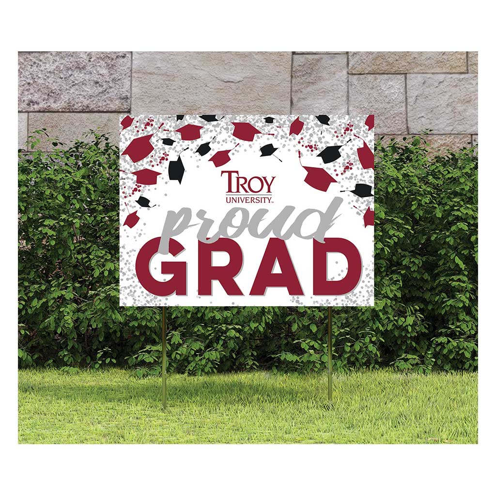 18x24 Lawn Sign Grad with Cap and Confetti Troy Trojans
