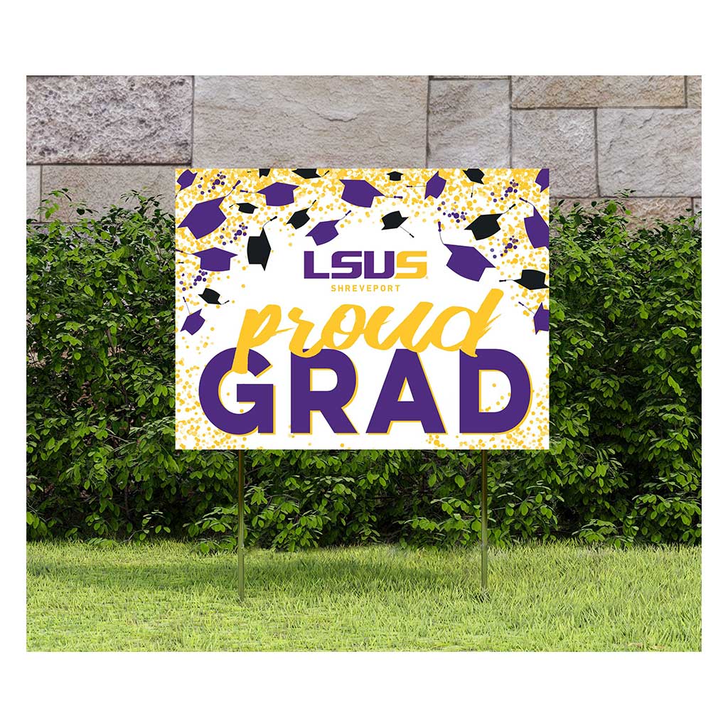 18x24 Lawn Sign Grad with Cap and Confetti Louisiana State University at Shreveport Pilots
