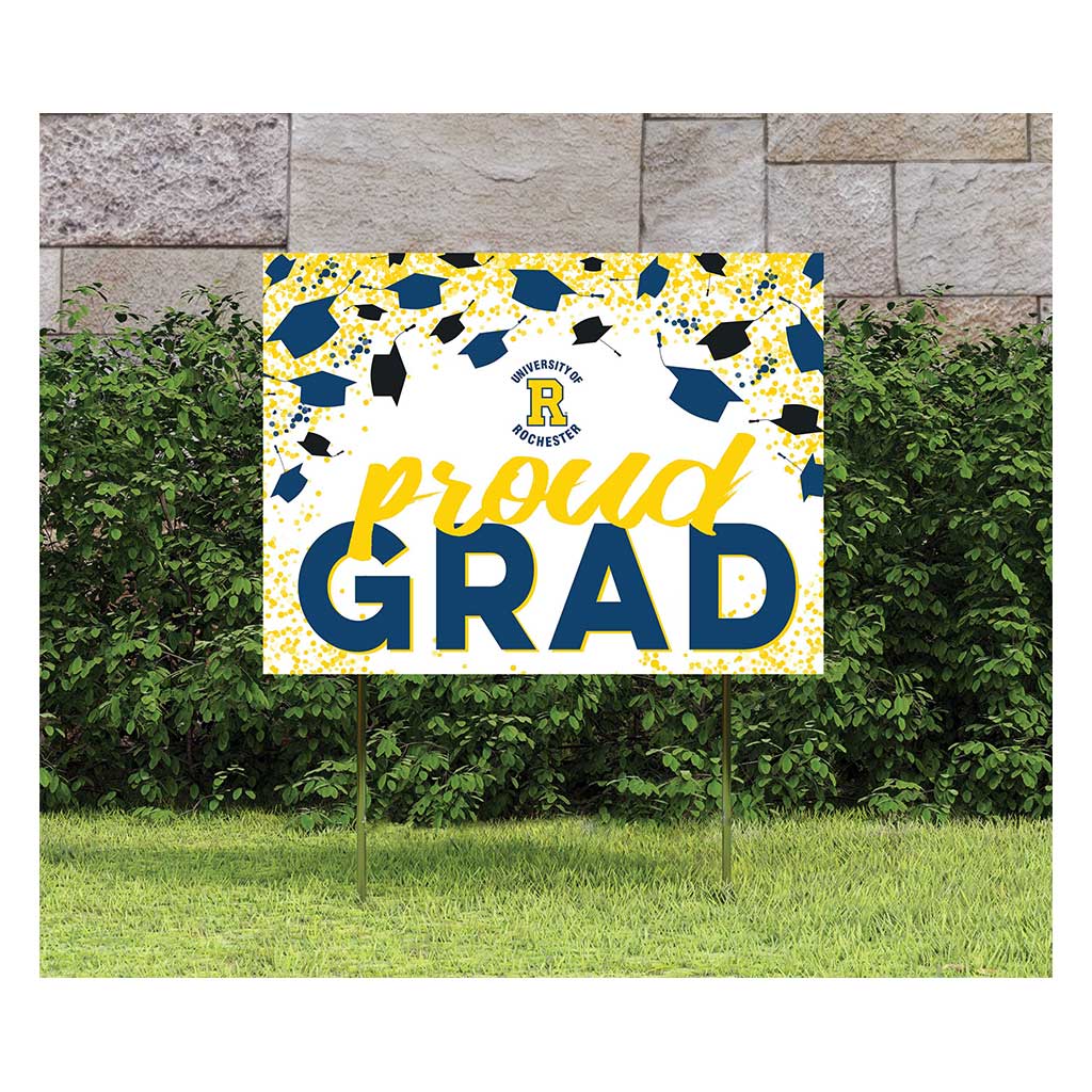 18x24 Lawn Sign Grad with Cap and Confetti University of Rochester Yellowjacket