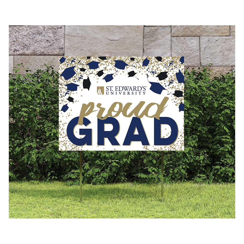 18x24 Lawn Sign Grad with Cap and Confetti St. Edwards University Hilltoppers