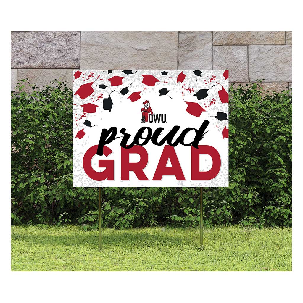 18x24 Lawn Sign Grad with Cap and Confetti Ohio Wesleyan University Battling Bishops