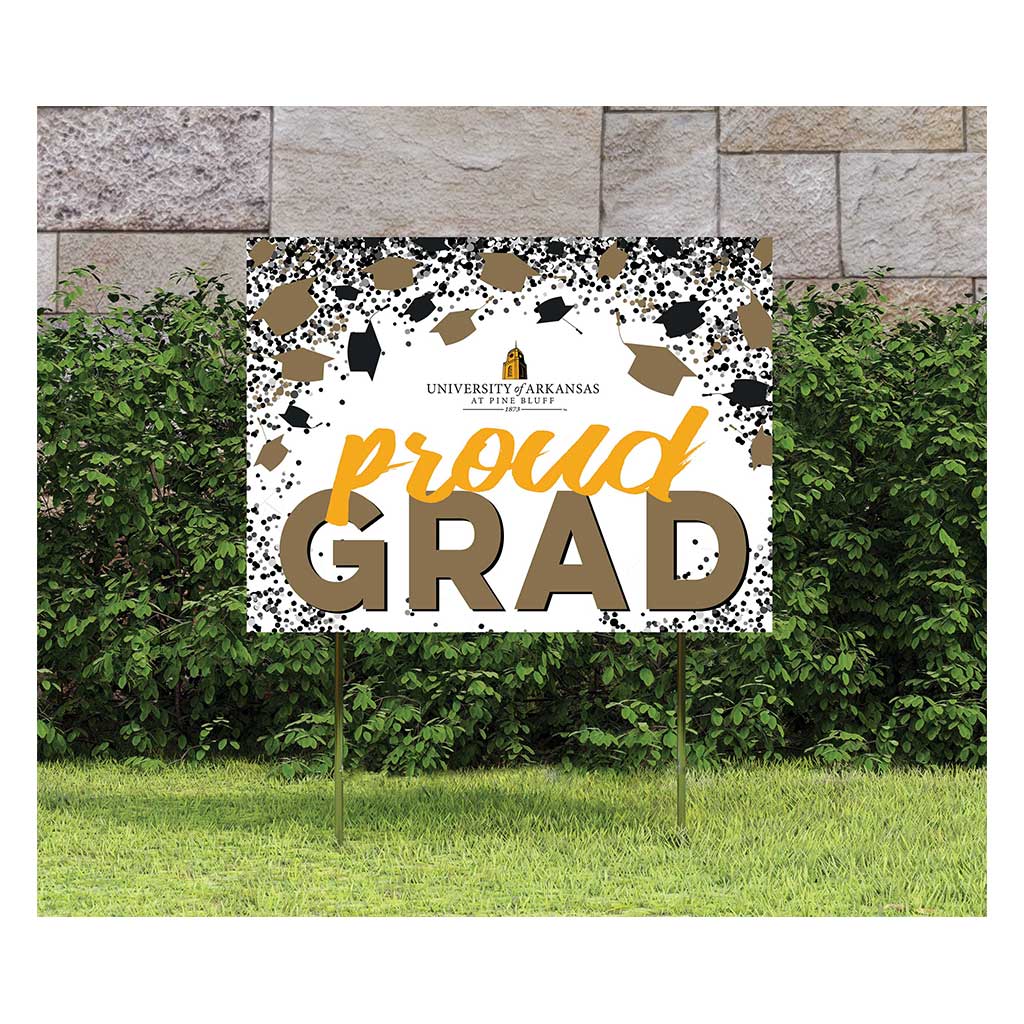 18x24 Lawn Sign Grad with Cap and Confetti Arkansas at Pine Bluff GOLDEN LIONS