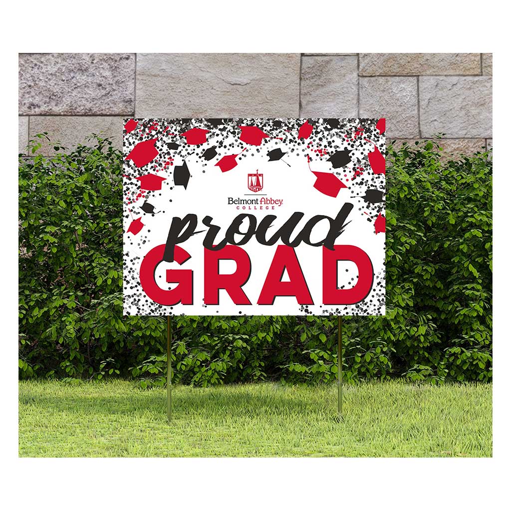 18x24 Lawn Sign Grad with Cap and Confetti Belmont Abbey College CRUSADERS