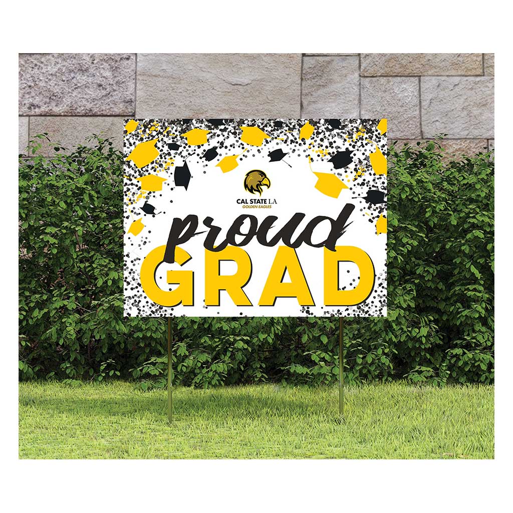 18x24 Lawn Sign Grad with Cap and Confetti California State - Los Angeles GOLDEN EAGLES