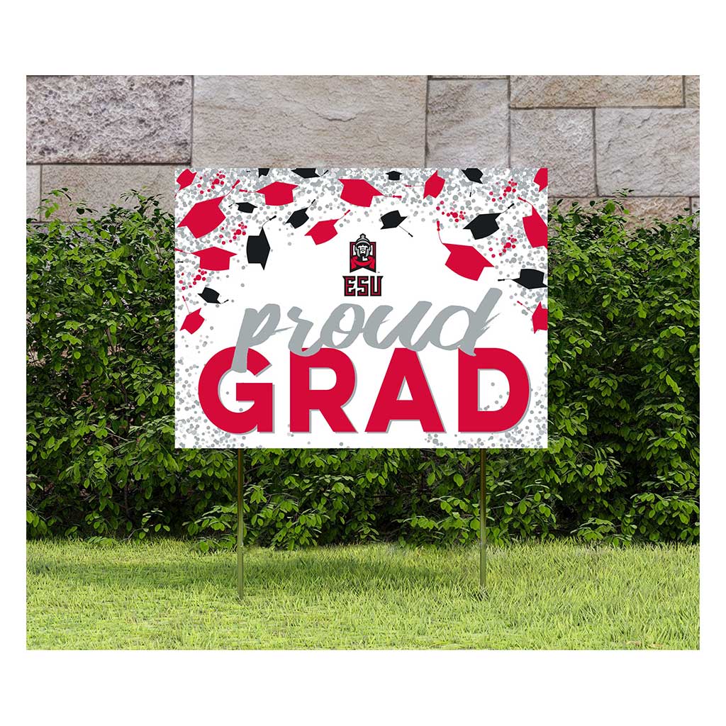 18x24 Lawn Sign Grad with Cap and Confetti East Stroudsburg University WARRIORS