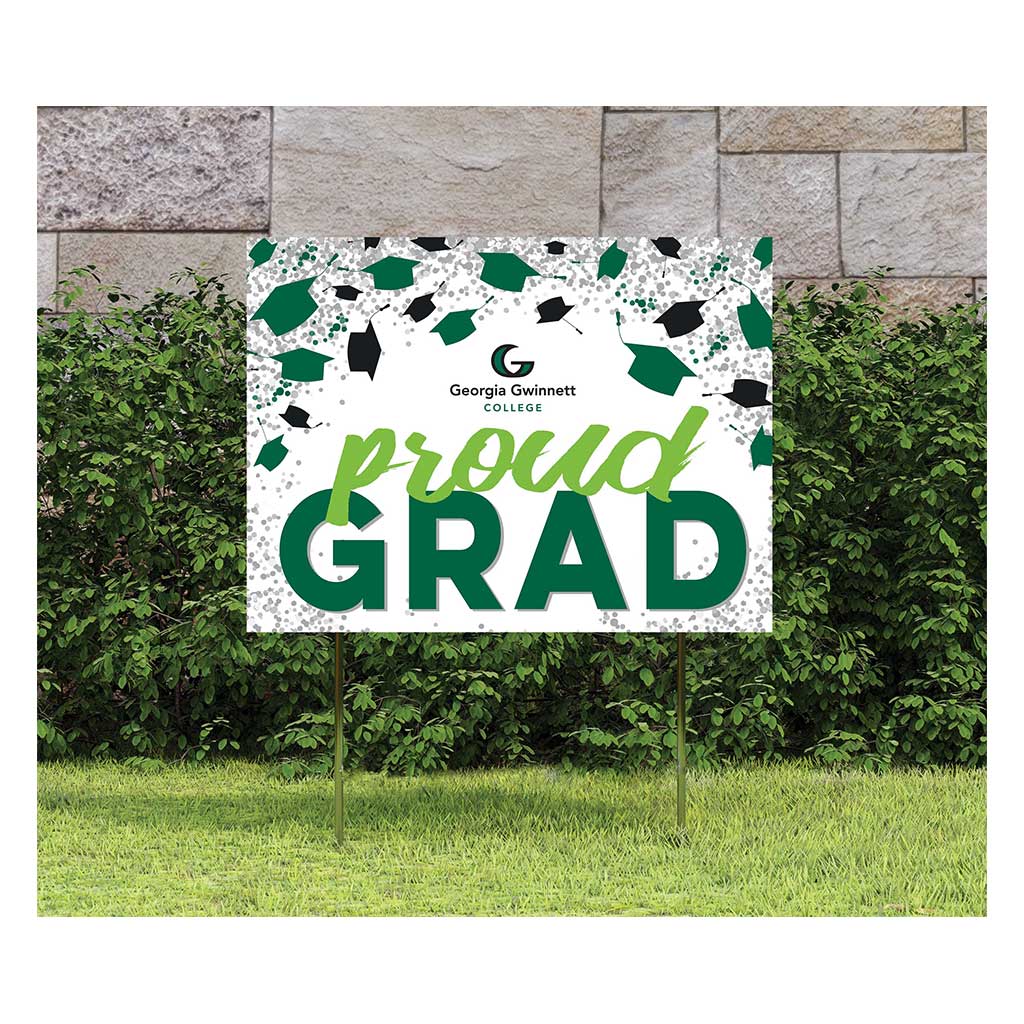 18x24 Lawn Sign Grad with Cap and Confetti Georgia Gwinnett College GRIZZLIES
