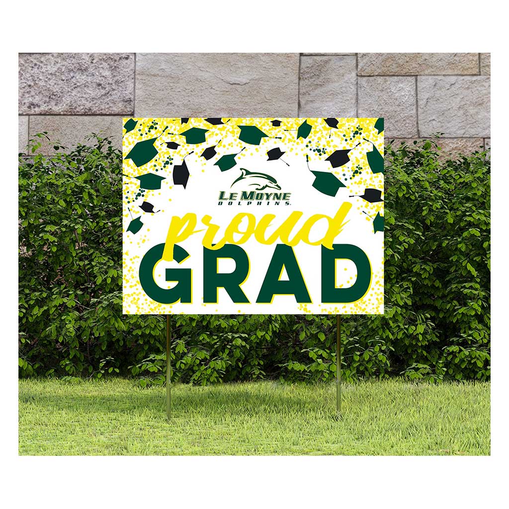 18x24 Lawn Sign Grad with Cap and Confetti Le Moyne College DOLPHINS