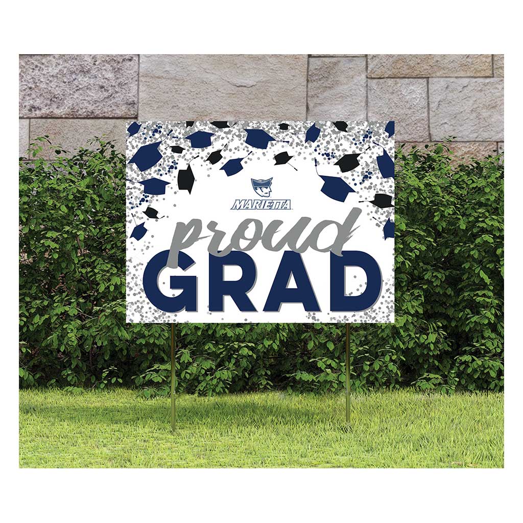 18x24 Lawn Sign Grad with Cap and Confetti Marietta College Pioneers