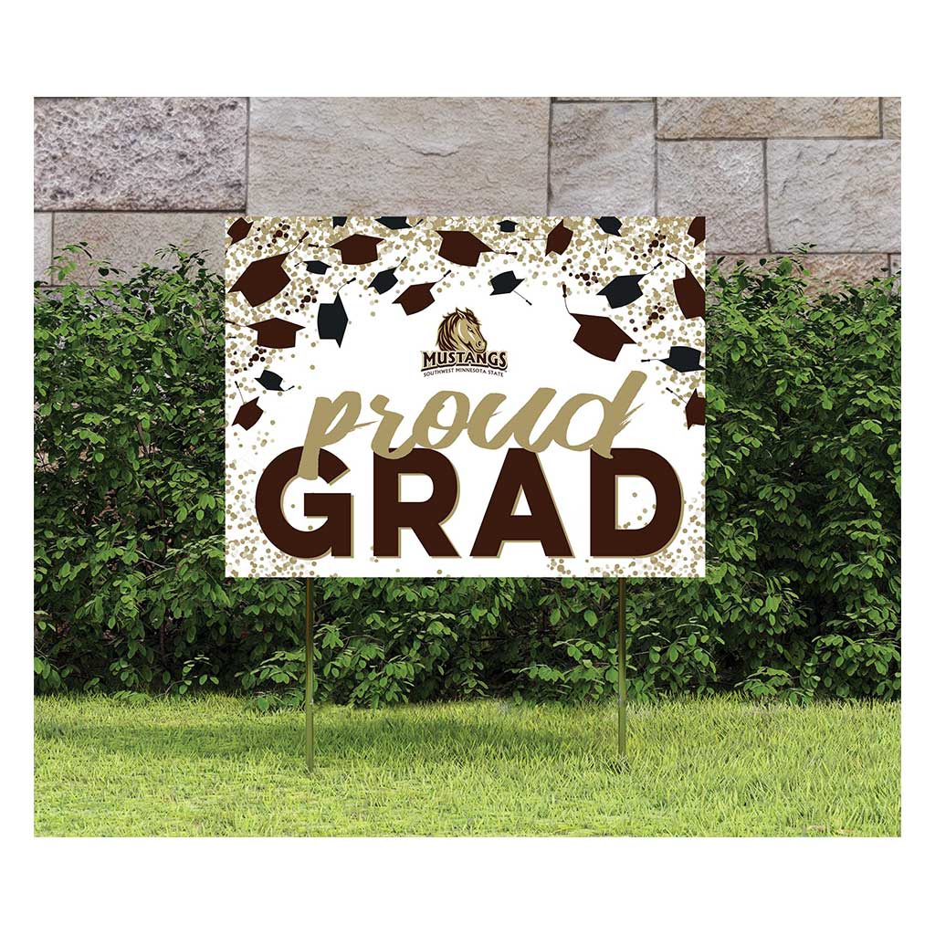 18x24 Lawn Sign Grad with Cap and Confetti Southwest Minnesota State University Mustangs