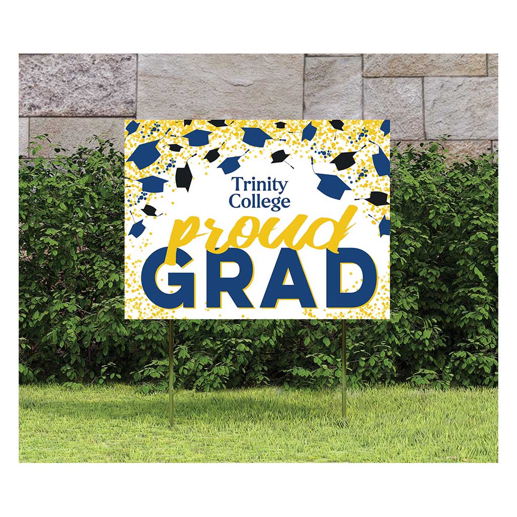 18x24 Lawn Sign Grad with Cap and Confetti Trinity College Bantams