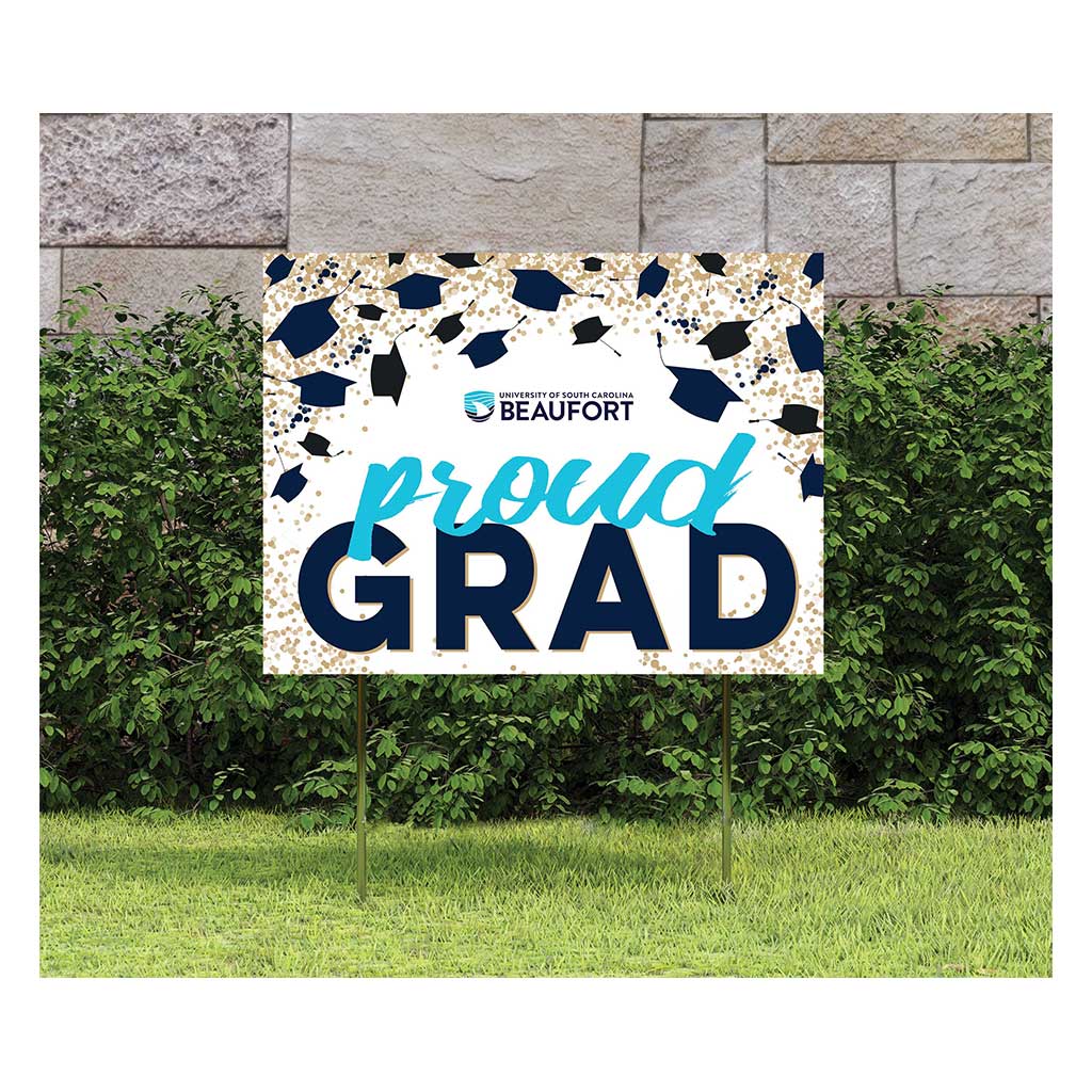18x24 Lawn Sign Grad with Cap and Confetti South Carolina - Beauford Sand Sharks