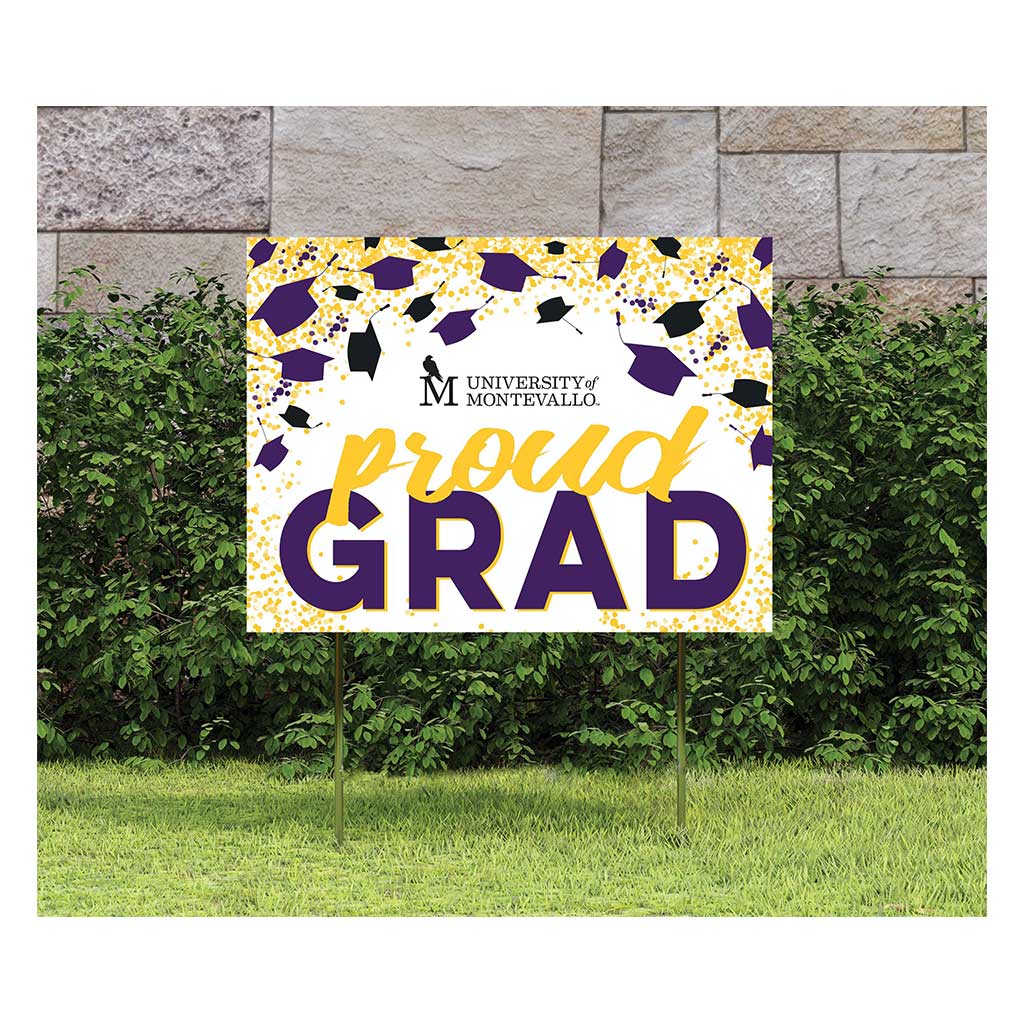 18x24 Lawn Sign Grad with Cap and Confetti University of Montevallo Falcons