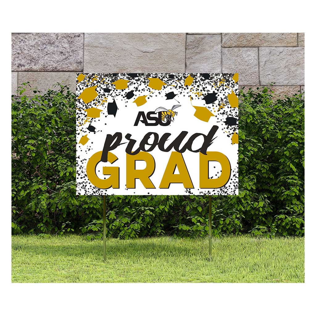 18x24 Lawn Sign Grad with Cap and Confetti Alabama State HORNETS