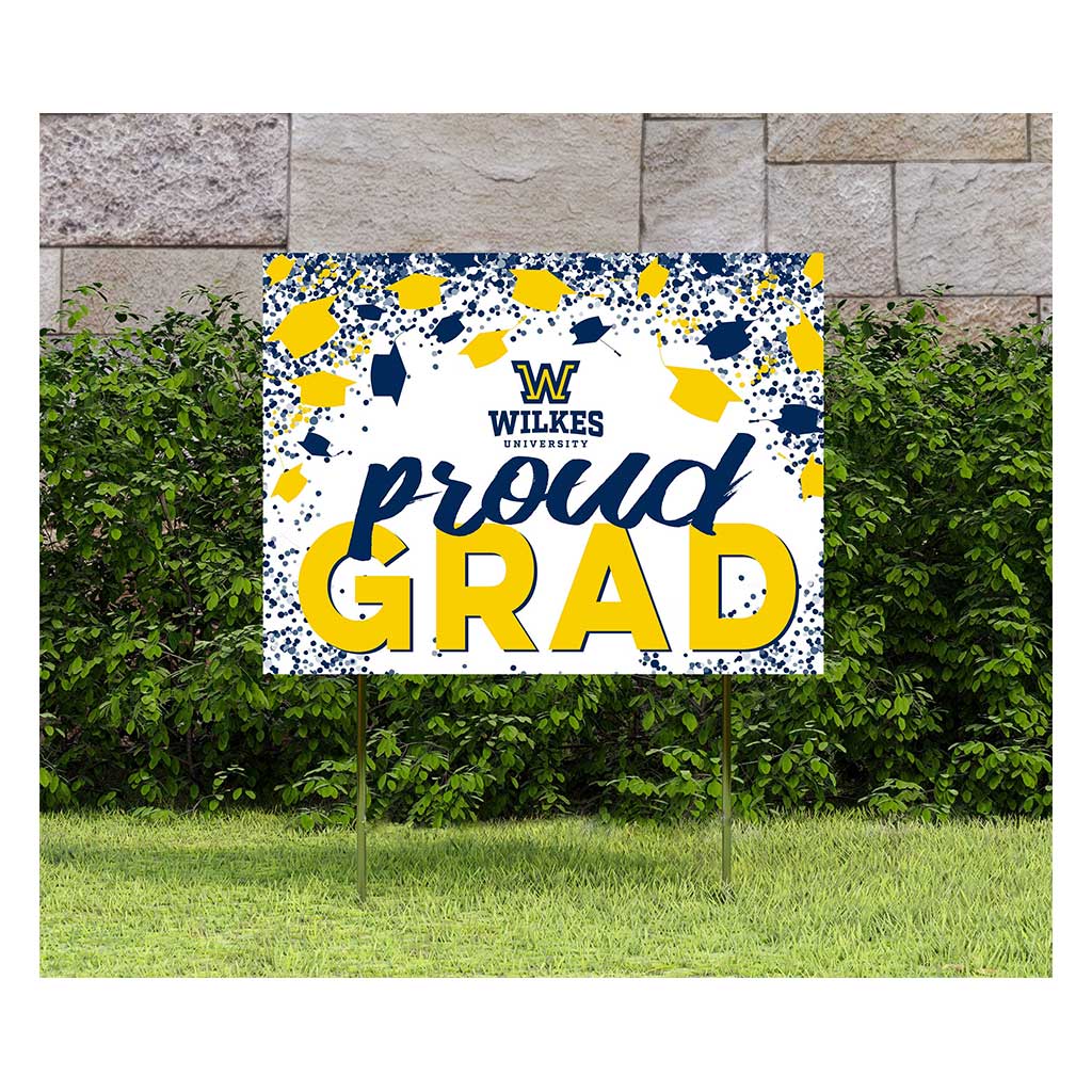 18x24 Lawn Sign Grad with Cap and Confetti Wilkes University Colonels
