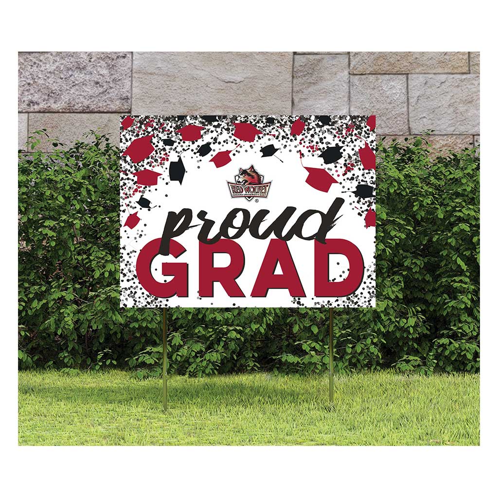 18x24 Lawn Sign Grad with Cap and Confetti Indiana University East Red Wolves