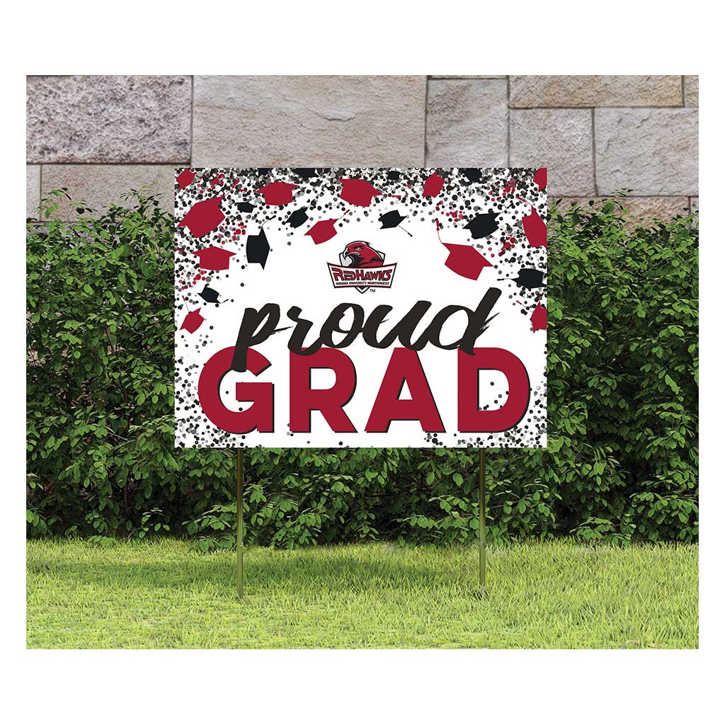18x24 Lawn Sign Grad with Cap and Confetti Indiana University Northwest Redhawks