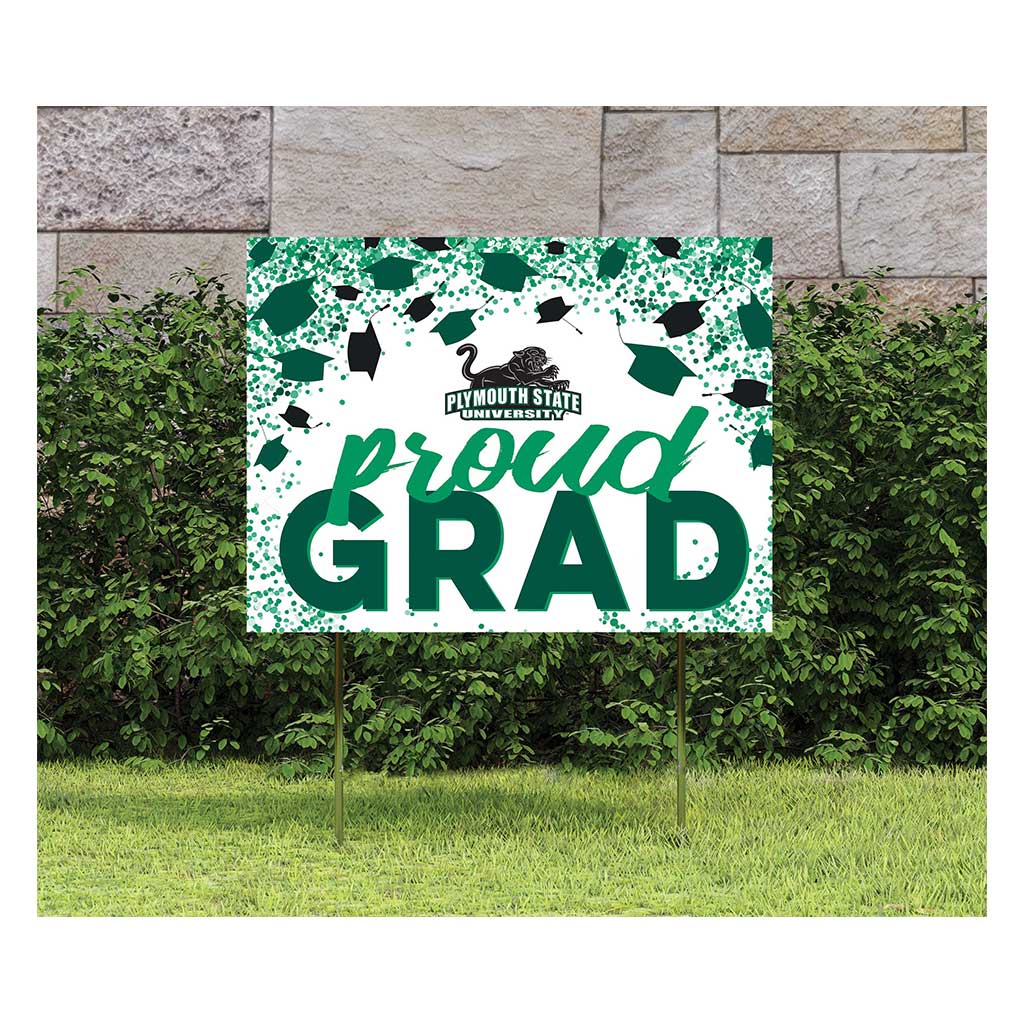 18x24 Lawn Sign Grad with Cap and Confetti Plymouth State University Panthers