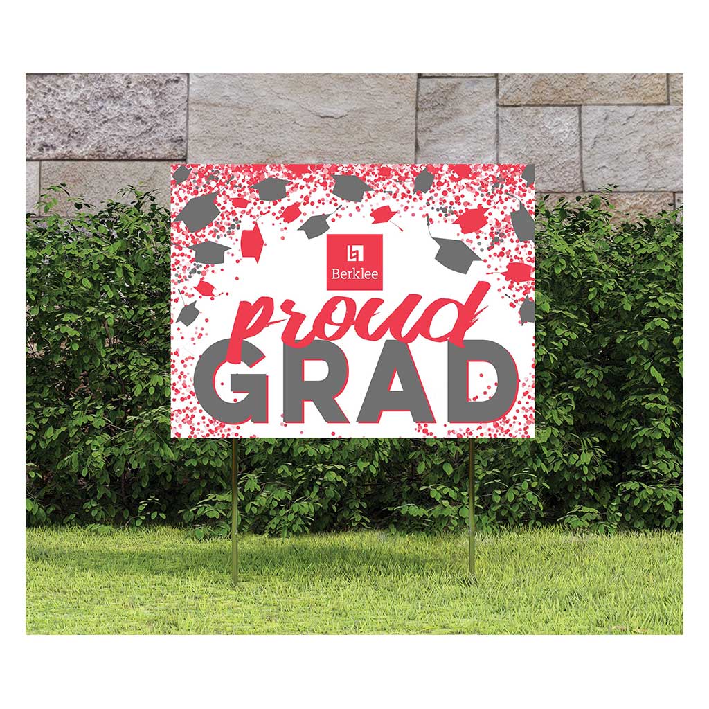 18x24 Lawn Sign Grad with Cap and Confetti Berklee College of Music Jazz Cat