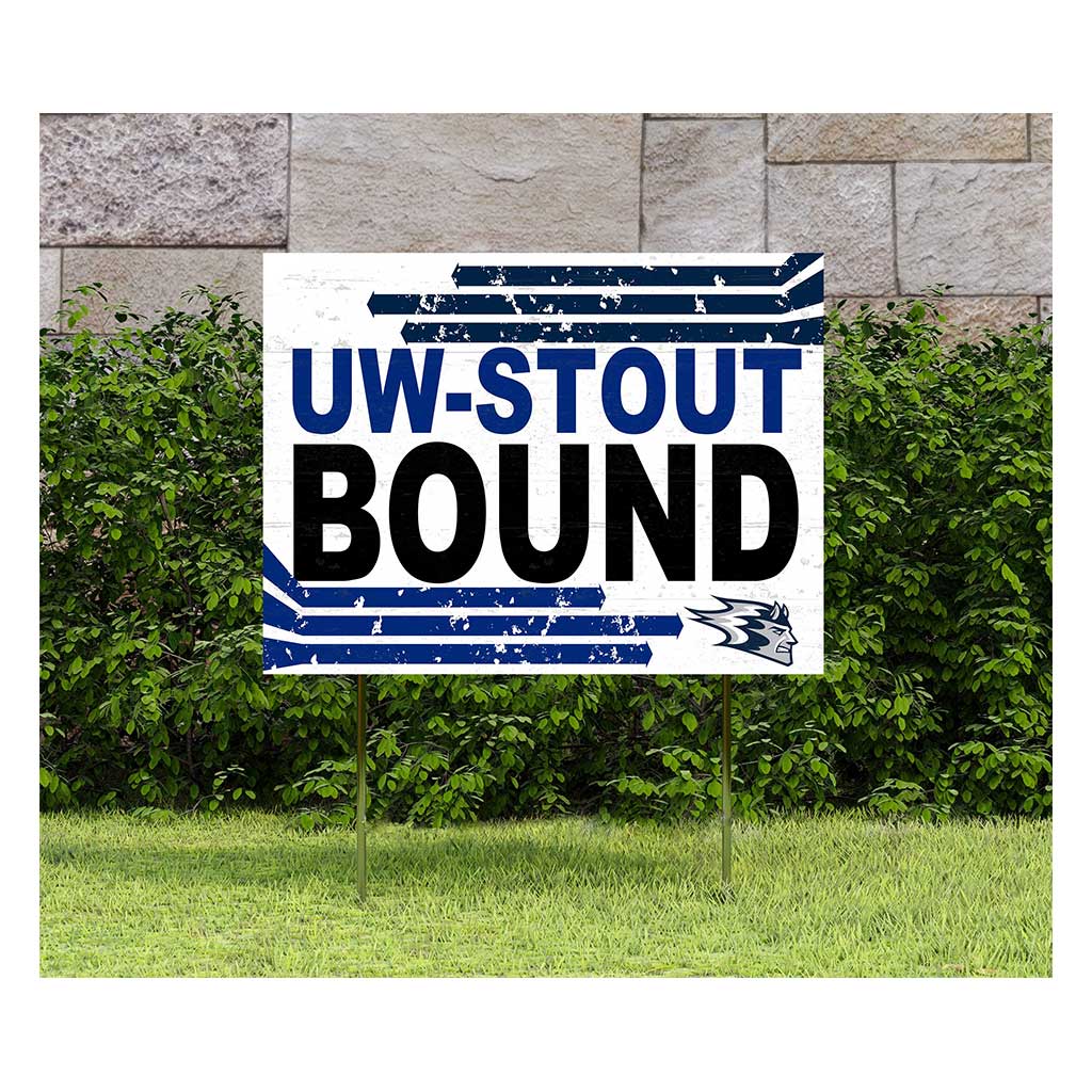 18x24 Lawn Sign Retro School Bound University of Wisconsin Stout Blue Devils