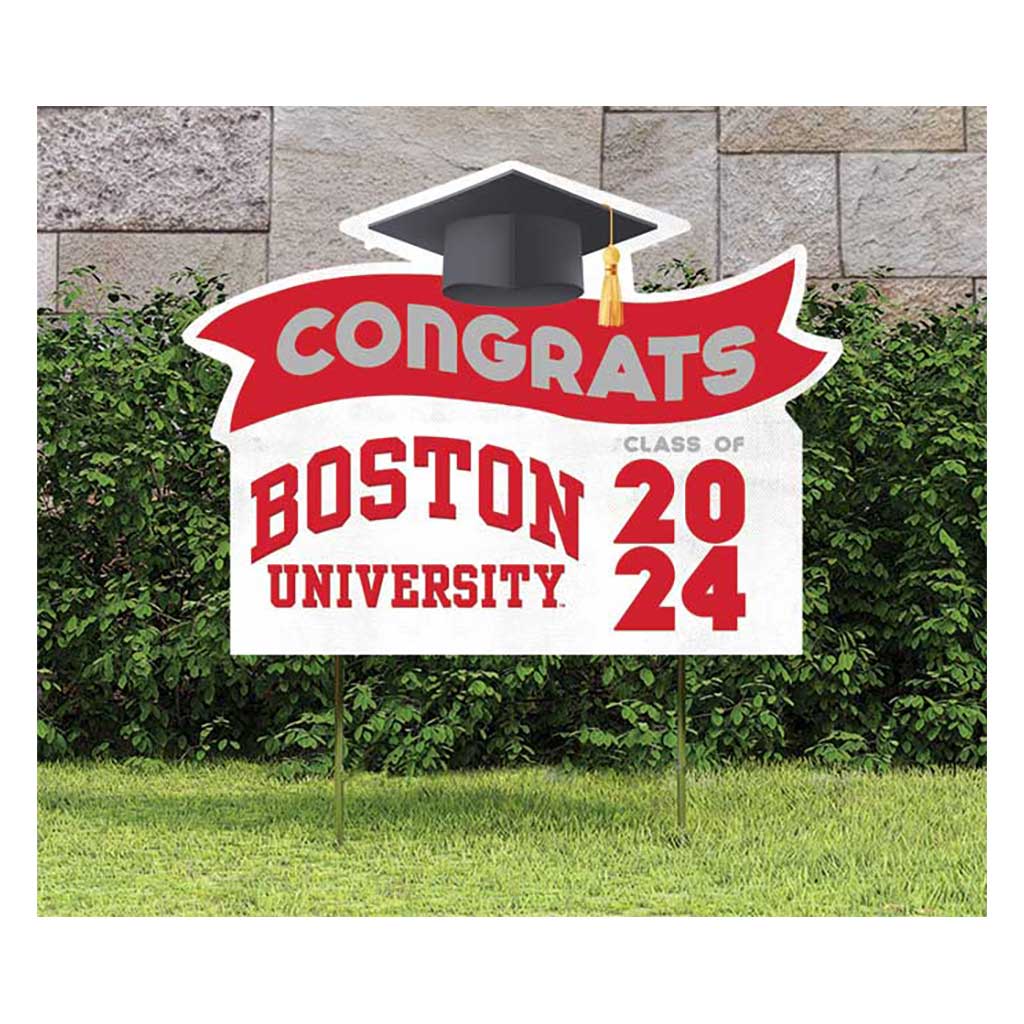 18x24 Congrats Graduation Lawn Sign Boston University Terriers