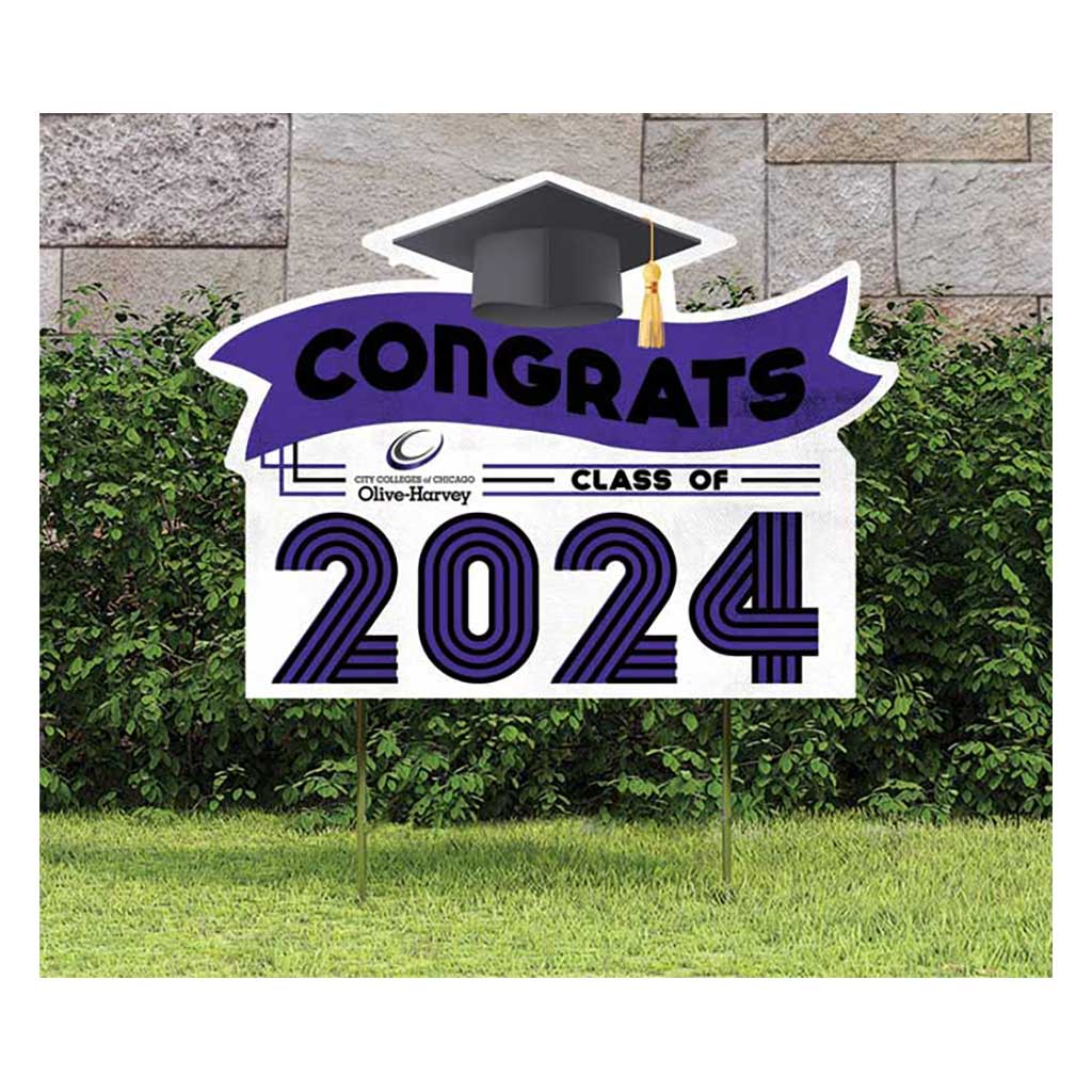 18x24 Congrats Graduation Lawn Sign Olive-Harvey College Purple Panthers